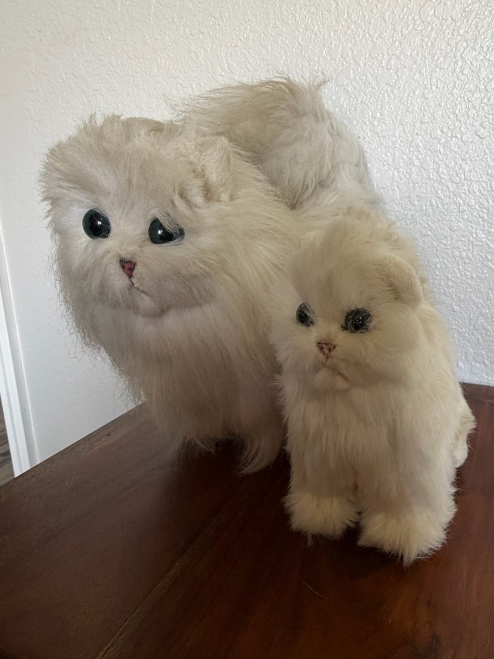 Pair of Vintage Cream Plush Cats - Adorable Decorative Kitties